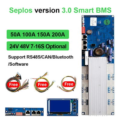 V3 Deligreen Seplos JK BMS Lifepo4 Li Ion 16S 48v 50A 100A 150A 200A Mavi Diş RS485 CAN BUS İletişim Akıllı BMS