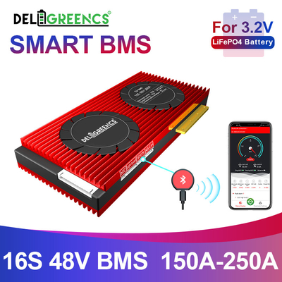 Deligreen Smart Bms Lifepo4 Bataryası 16S 48v 150-250A UART BT 485 CAN Fonksiyonu ile RV Dış Depolama